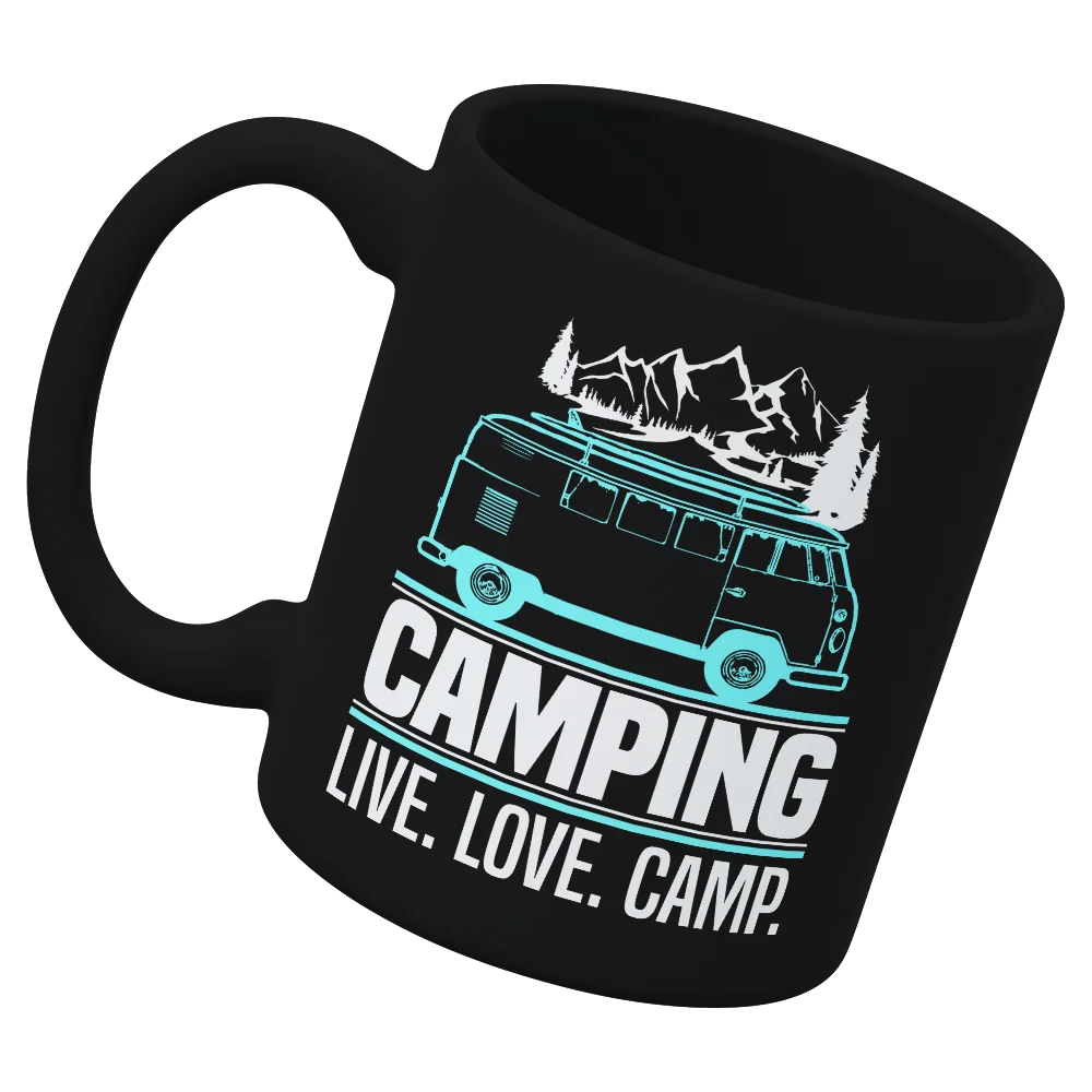 Camping Live Love Camp Mug | 11oz UV-Printed Ceramic Cup | Outdoor Adventure Coffee Mug
