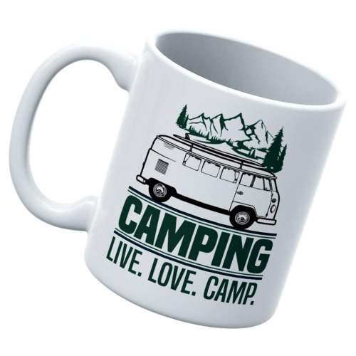 Camping Live Love Camp Mug | 11oz UV-Printed Ceramic Cup | Outdoor Adventure Coffee Mug