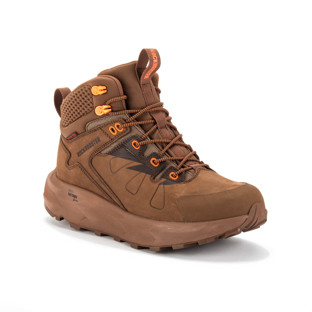 ROCKROOSTER Farmington Brown 6-Inch Waterproof Hiking Boots | VIBRAM® Sole Durable Outdoor Footwear | Comfortable Trail & Adventure Boots
