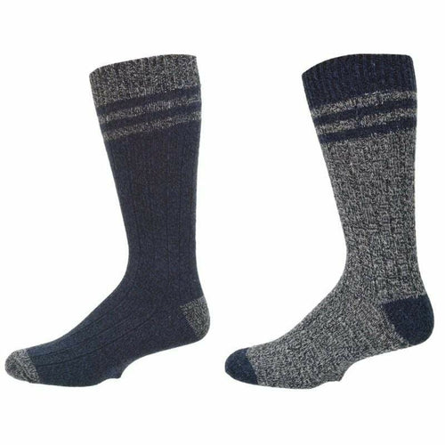 Wool Blended Crew Marled Men’s Hiking Socks 2-Pair Pack | Warm Breathable Outdoor Socks | Durable Comfort for Hiking & Camping