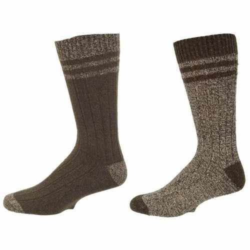 Wool Blended Crew Marled Men’s Hiking Socks 2-Pair Pack | Warm Breathable Outdoor Socks | Durable Comfort for Hiking & Camping