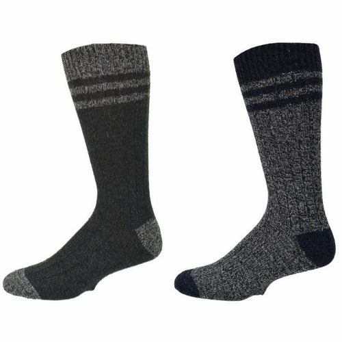 Wool Blended Crew Marled Men’s Hiking Socks 2-Pair Pack | Warm Breathable Outdoor Socks | Durable Comfort for Hiking & Camping
