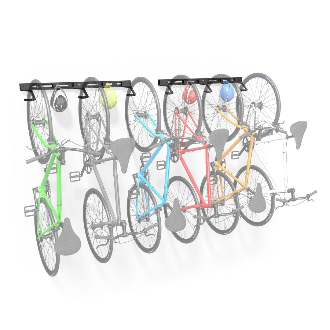 Koova 6-Bike Wall Mounted Rack | Heavy-Duty Steel Bicycle Storage | Space-Saving Made in USA Bike Holder