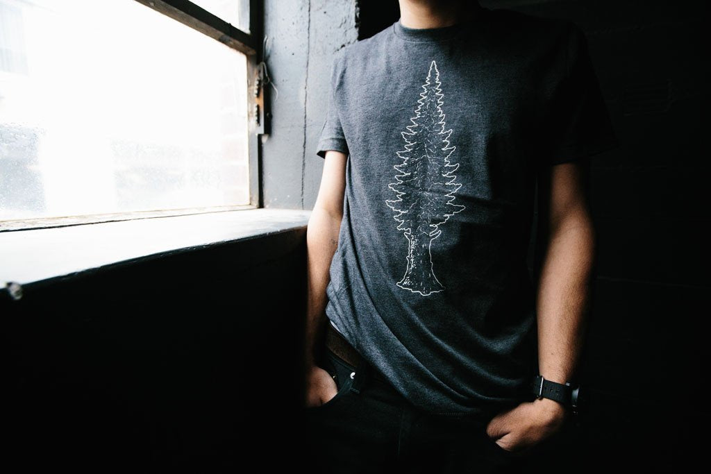 Mighty Pine T-Shirt | Forest Graphic Tee | Hand-Printed Unisex Hiking & Nature Shirt