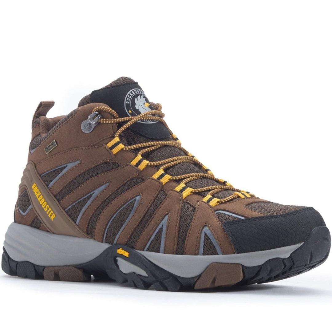 ROCKROOSTER Bedrock Brown 6-Inch Waterproof Hiking Boots | VIBRAM® Sole Durable Outdoor Footwear | Comfortable Trail & Adventure Boots