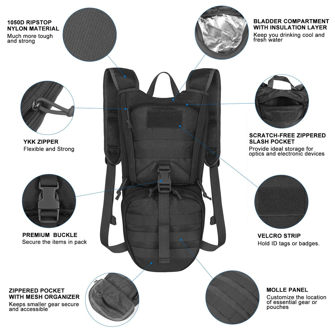 Hydration Pack | Insulated 2.5L BPA-Free Water Bladder | Comfortable Backpack for Hiking, Biking & Outdoor Adventures