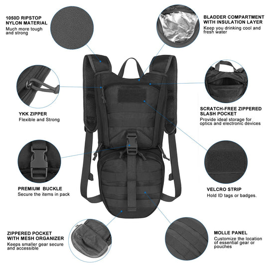 Hydration Pack | Insulated 2.5L BPA-Free Water Bladder | Comfortable Backpack for Hiking, Biking & Outdoor Adventures
