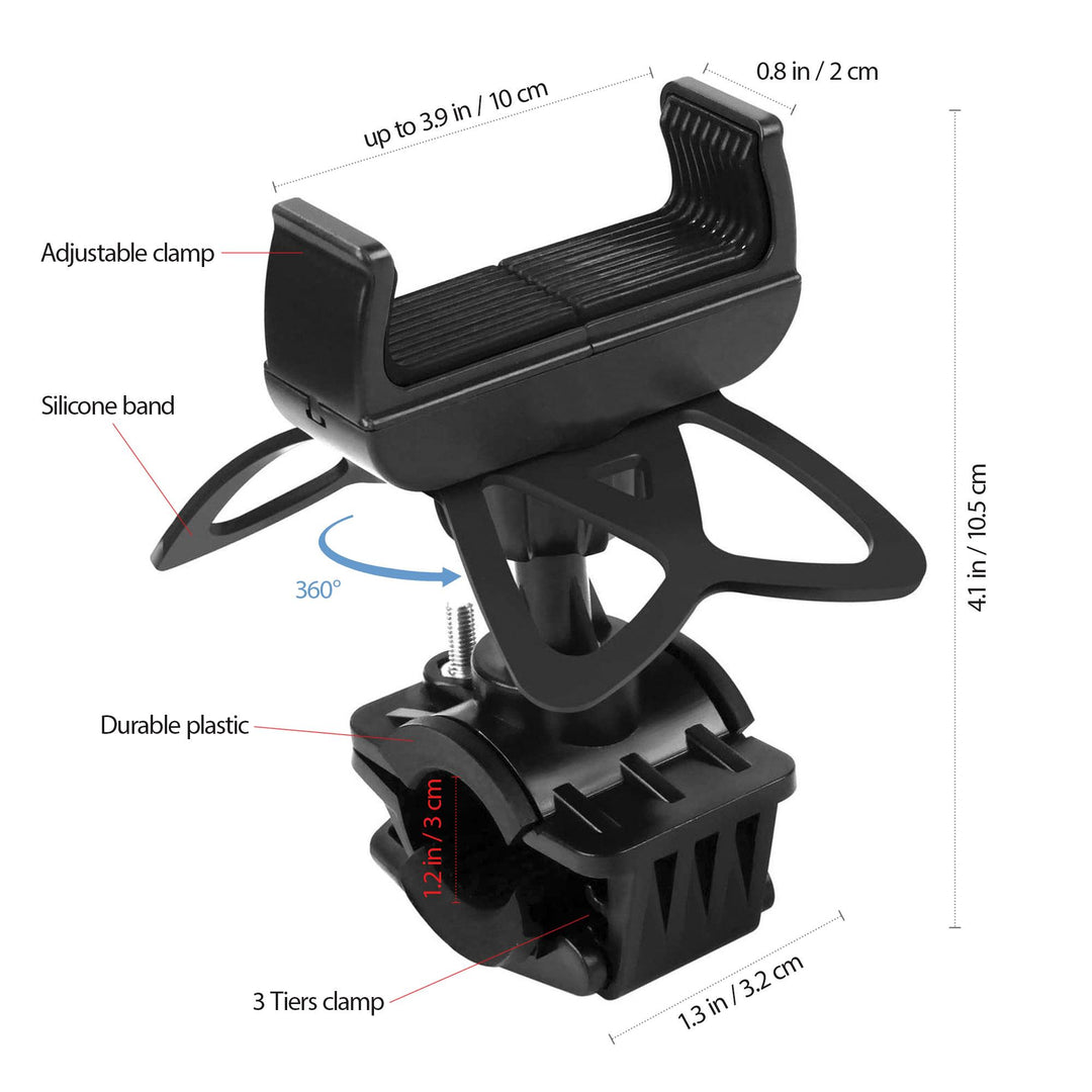 Universal Bike Phone Mount | 360° Rotating Handlebar Holder | Secure Adjustable Smartphone Bicycle Accessory
