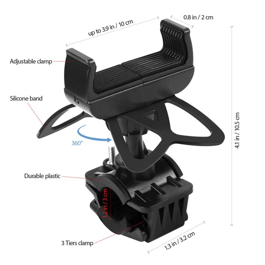 Universal Bike Phone Mount | 360° Rotating Handlebar Holder | Secure Adjustable Smartphone Bicycle Accessory
