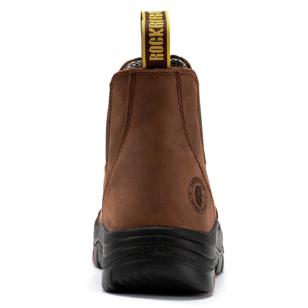 ROCKROOSTER Lumen Brown 6-Inch Pull-On Leather Work Boots AK224 | Durable Slip-On Safety Footwear | Comfortable Leather Work Boots