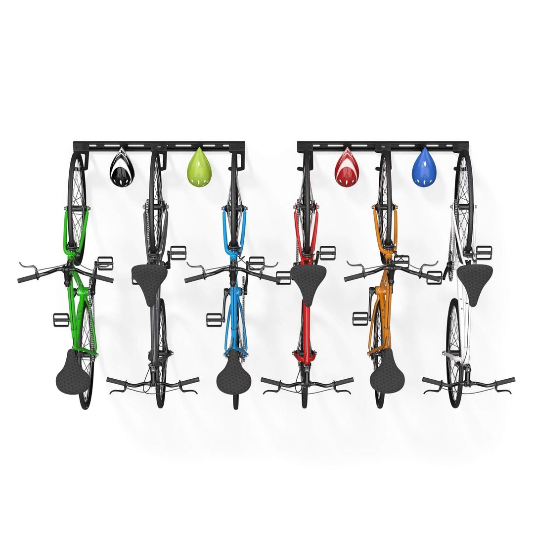 Koova 6-Bike Wall Mounted Rack | Heavy-Duty Steel Bicycle Storage | Space-Saving Made in USA Bike Holder