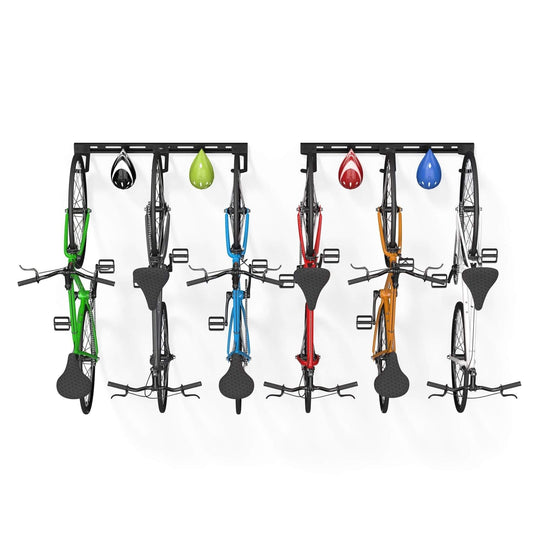 Koova 6-Bike Wall Mounted Rack | Heavy-Duty Steel Bicycle Storage | Space-Saving Made in USA Bike Holder