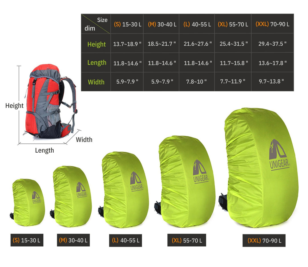 Waterproof Backpack Rain Cover | Adjustable Fit 15L–90L Packs | Reflective Compact Outdoor Gear Protection