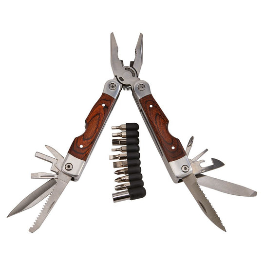 Wood Handle Multi-Function Tool with Bits | Compact All-in-One Hand Tool | Versatile Everyday Repair Kit