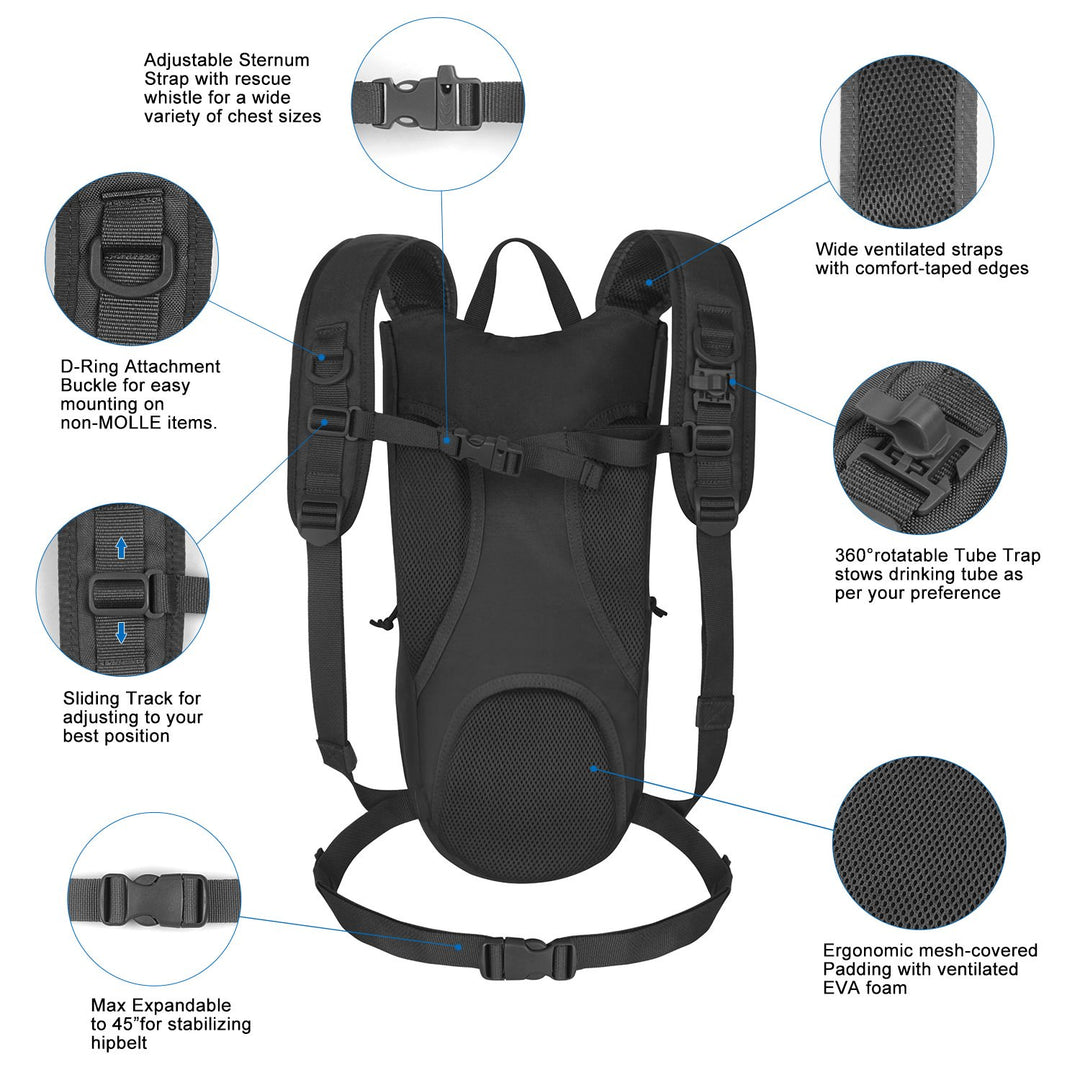 Hydration Pack | Insulated 2.5L BPA-Free Water Bladder | Comfortable Backpack for Hiking, Biking & Outdoor Adventures
