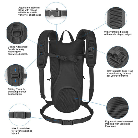 Hydration Pack | Insulated 2.5L BPA-Free Water Bladder | Comfortable Backpack for Hiking, Biking & Outdoor Adventures