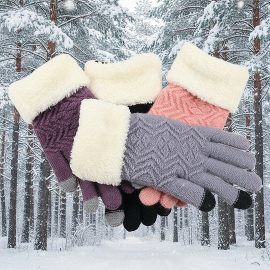 Women’s Jacquard Knit Gloves – Warm Winter Stretch Fit