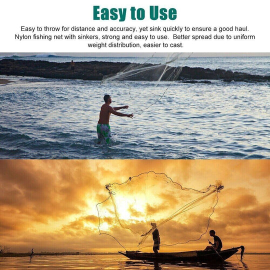 Easy Throw Hand Cast Fishing Net – Strong Nylon Mesh for Bait Catching