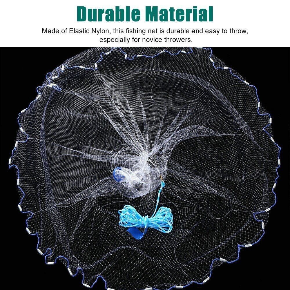 Easy Throw Hand Cast Fishing Net | Durable Nylon Mesh | Easy Bait Catching Net for Fishing