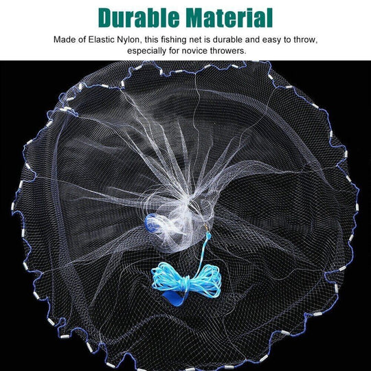 Easy Throw Hand Cast Fishing Net | Durable Nylon Mesh | Easy Bait Catching Net for Fishing