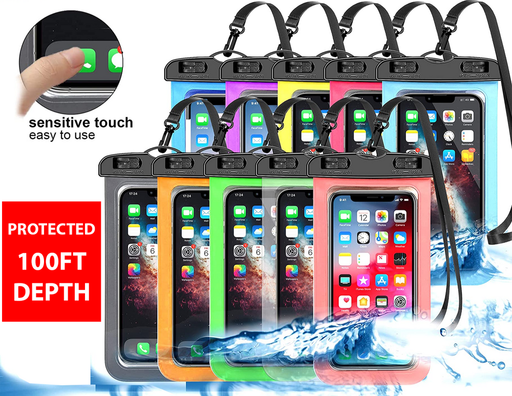 3 Pack Waterproof Floating Phone Pouches | Universal Fit Dry Bags | Protective Cases for Swimming & Boating
