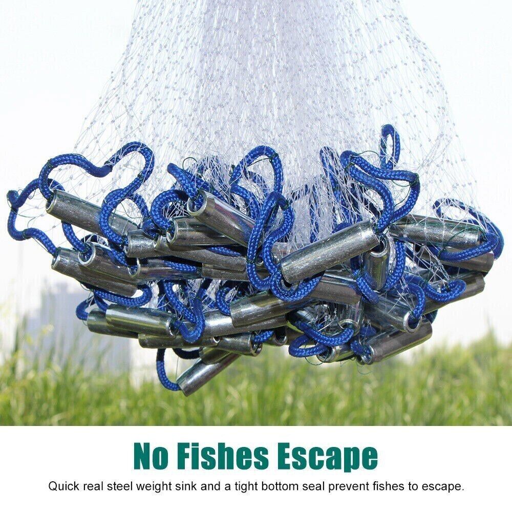 Easy Throw Hand Cast Fishing Net | Durable Nylon Mesh | Easy Bait Catching Net for Fishing