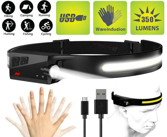 COB Rechargeable LED Headlamp for Hiking, Camping & Mountain Biking – 350 Lumens