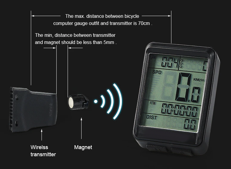 Bike Speedometer Wireless Waterproof | LCD Display Cycling Odometer | Durable Bike Computer for Tracking Speed & Distance