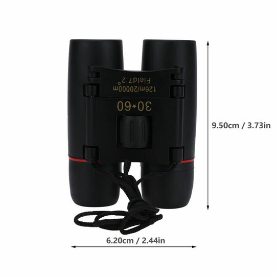 Day & Low Light 30x60 Zoom Compact Binoculars | High-Power Folding Optics | Clear Viewing for Outdoor Adventures