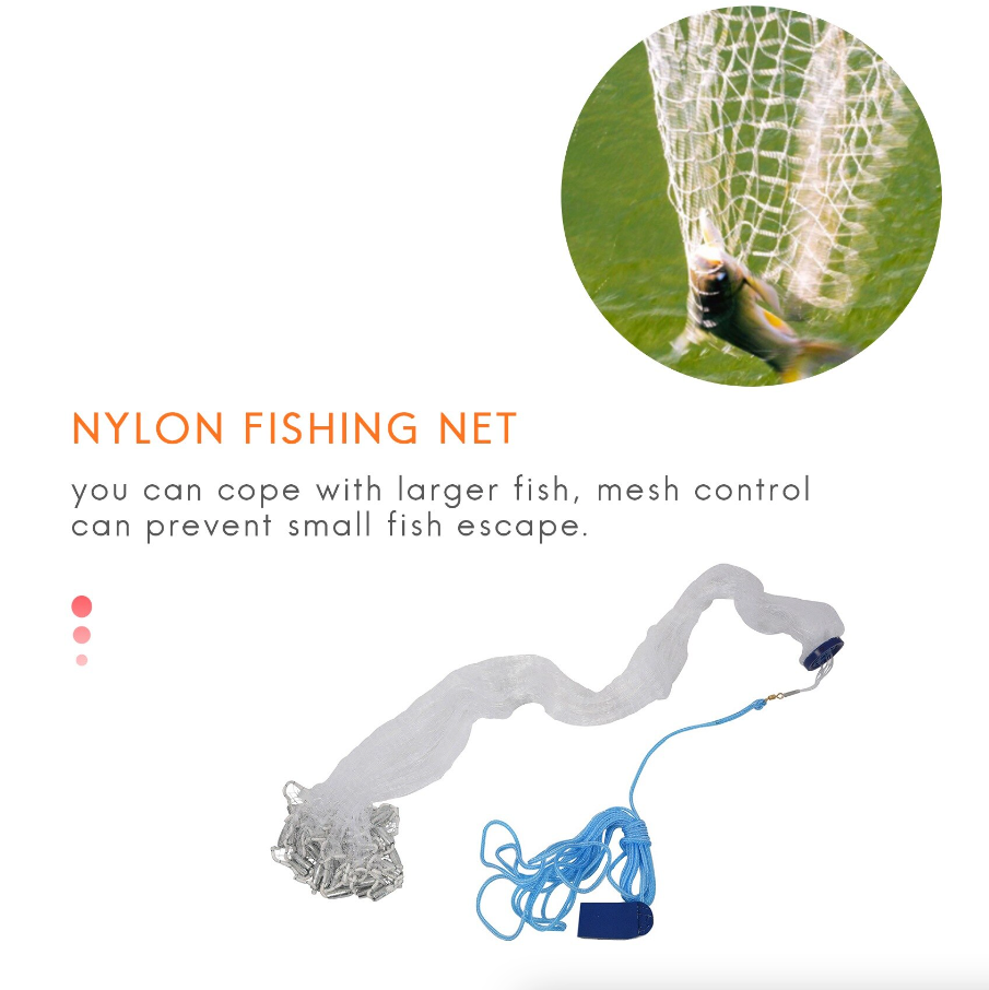 Easy Throw Hand Cast Fishing Net – Strong Nylon Mesh for Bait Catching
