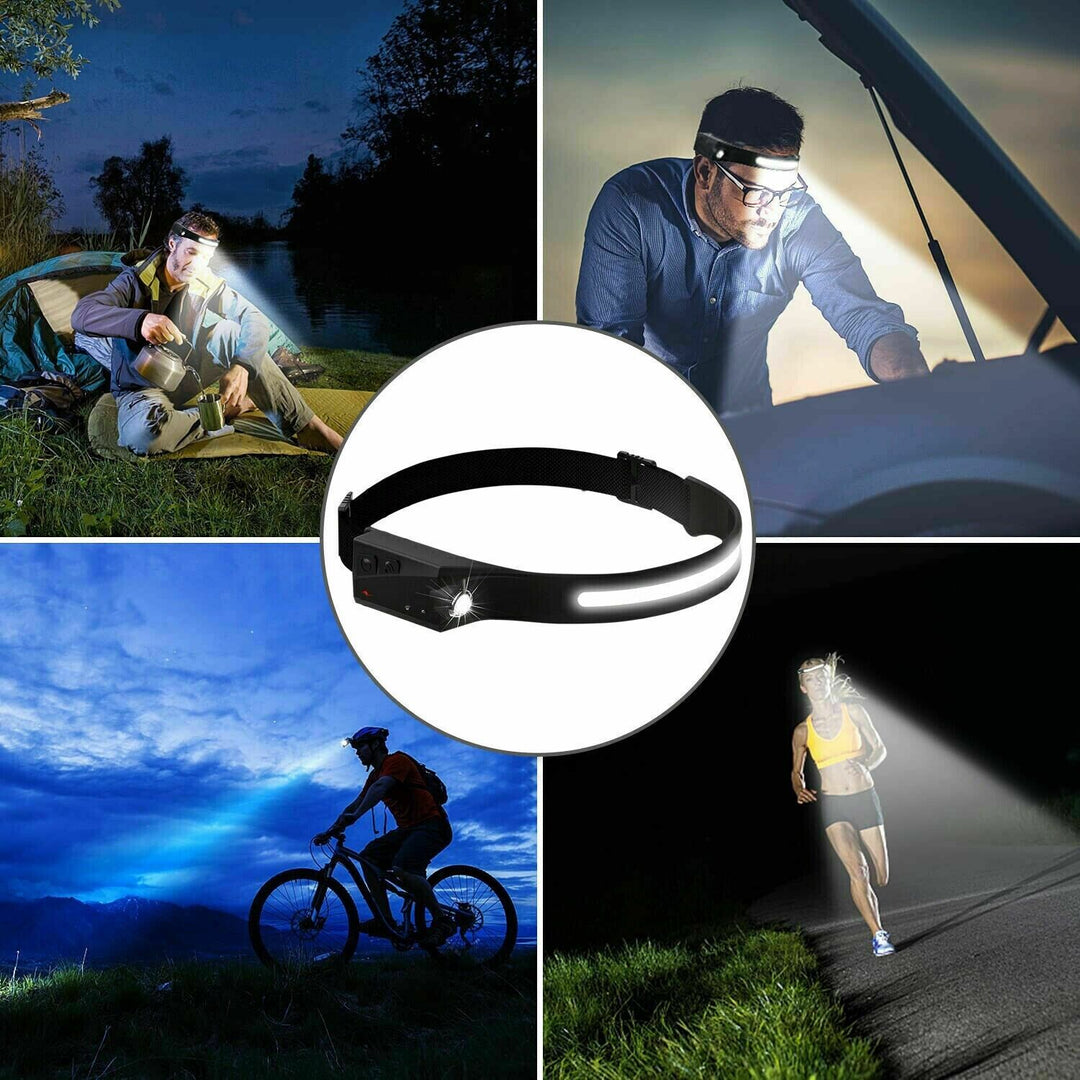 COB Rechargeable LED Headlamp for Hiking, Camping & Mountain Biking – 350 Lumens