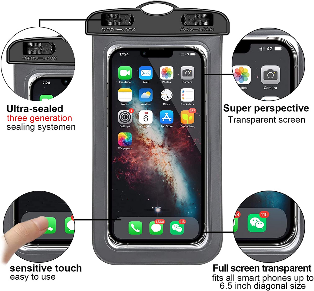 3 Pack Waterproof Floating Phone Pouches | Universal Fit Dry Bags | Protective Cases for Swimming & Boating