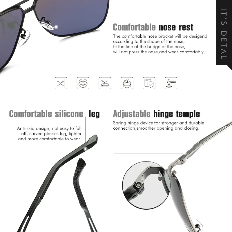 Men’s Polarized Pilot Sunglasses | UV400 Outdoor Driving Shades | Stylish Protective Eyewear
