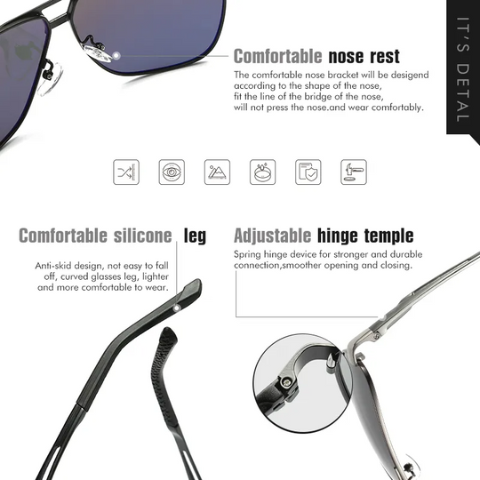 Men’s Polarized Pilot Sunglasses | UV400 Outdoor Driving Shades | Stylish Protective Eyewear