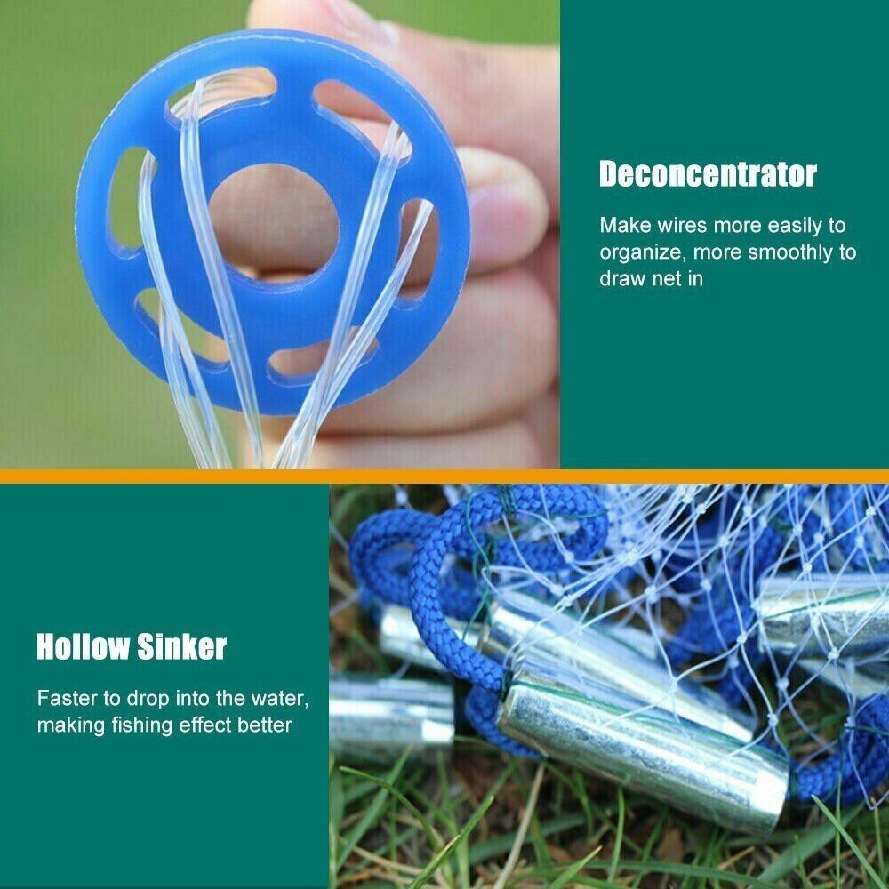 Easy Throw Hand Cast Fishing Net – Strong Nylon Mesh for Bait Catching