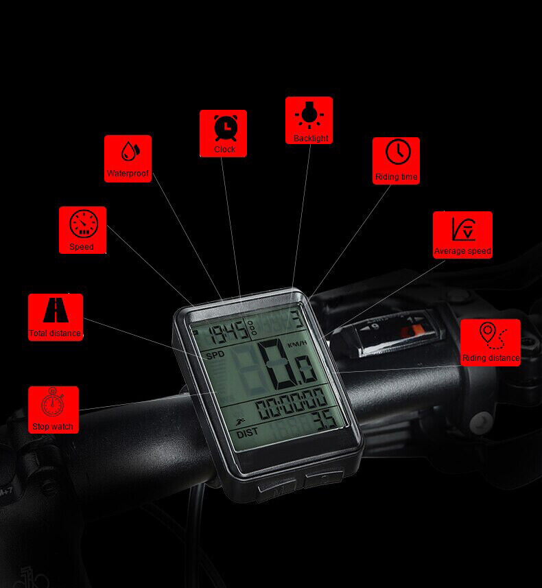 Bike Speedometer Wireless Waterproof | LCD Display Cycling Odometer | Durable Bike Computer for Tracking Speed & Distance