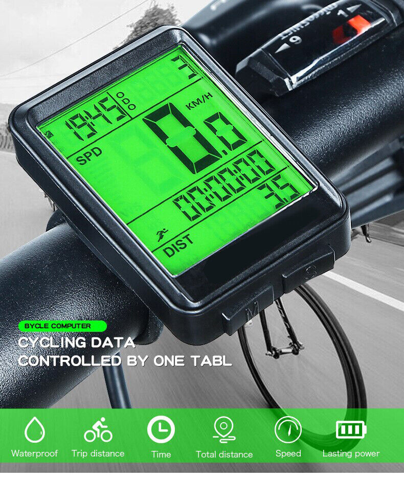 Bike Speedometer Wireless Waterproof | LCD Display Cycling Odometer | Durable Bike Computer for Tracking Speed & Distance