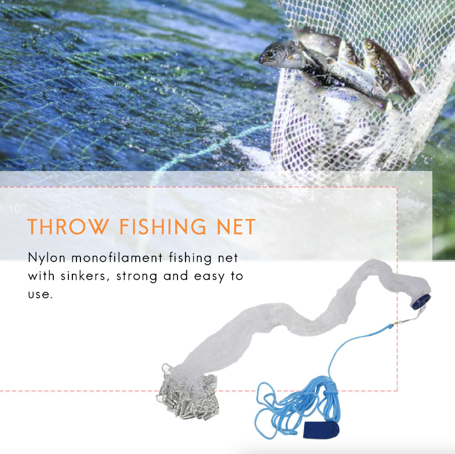 Easy Throw Hand Cast Fishing Net – Strong Nylon Mesh for Bait Catching