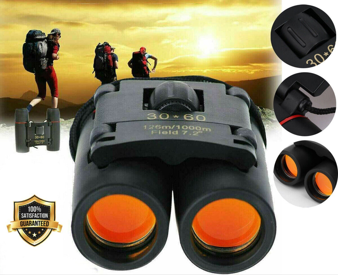 Day & Low Light 30x60 Zoom Compact Binoculars | High-Power Folding Optics | Clear Viewing for Outdoor Adventures