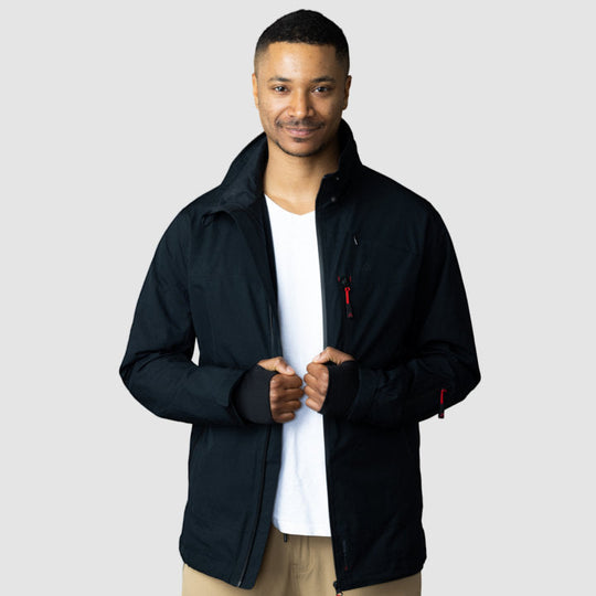 Adventure 2.0 Men’s Black Jacket | Eco-Friendly All-Weather Outerwear | Sustainable Outdoor Adventure Coat