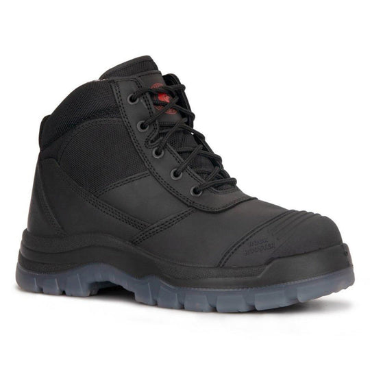ROCKROOSTER Crisson Black 6-Inch Zip-Sided Steel Toe Leather Work Boots | Durable Safety Footwear | Comfortable Industrial & Outdoor Boots