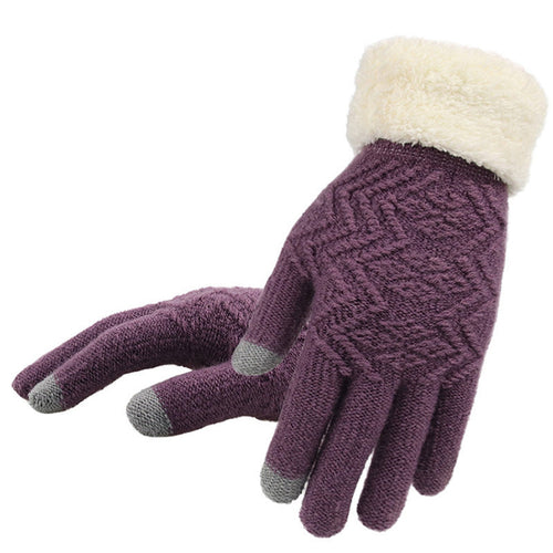Women’s Jacquard Knit Gloves – Warm Winter Stretch Fit