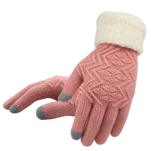 Women’s Jacquard Knit Gloves – Warm Winter Stretch Fit