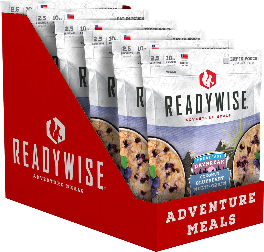 Daybreak Coconut Blueberry Multigrain Meal 6-Pack (ReadyWise) | Freeze-Dried Breakfast Meal | Lightweight Camping & Emergency Food Supply