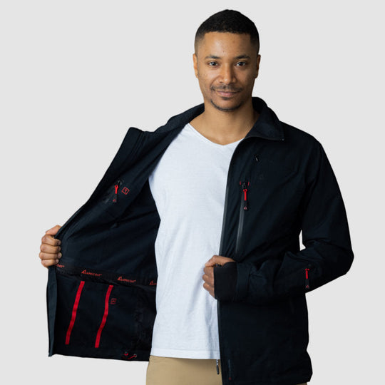 Adventure 2.0 Men’s Black Jacket | Eco-Friendly All-Weather Outerwear | Sustainable Outdoor Adventure Coat