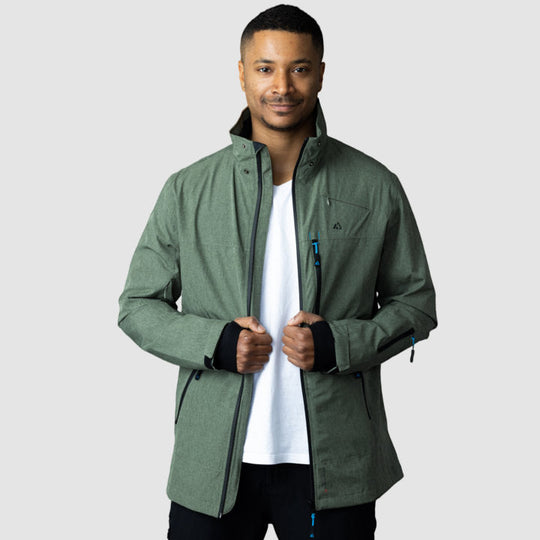 Adventure 2.0 Men’s Olive Green Jacket | Eco-Friendly All-Weather Outerwear | Sustainable Outdoor Adventure Coat