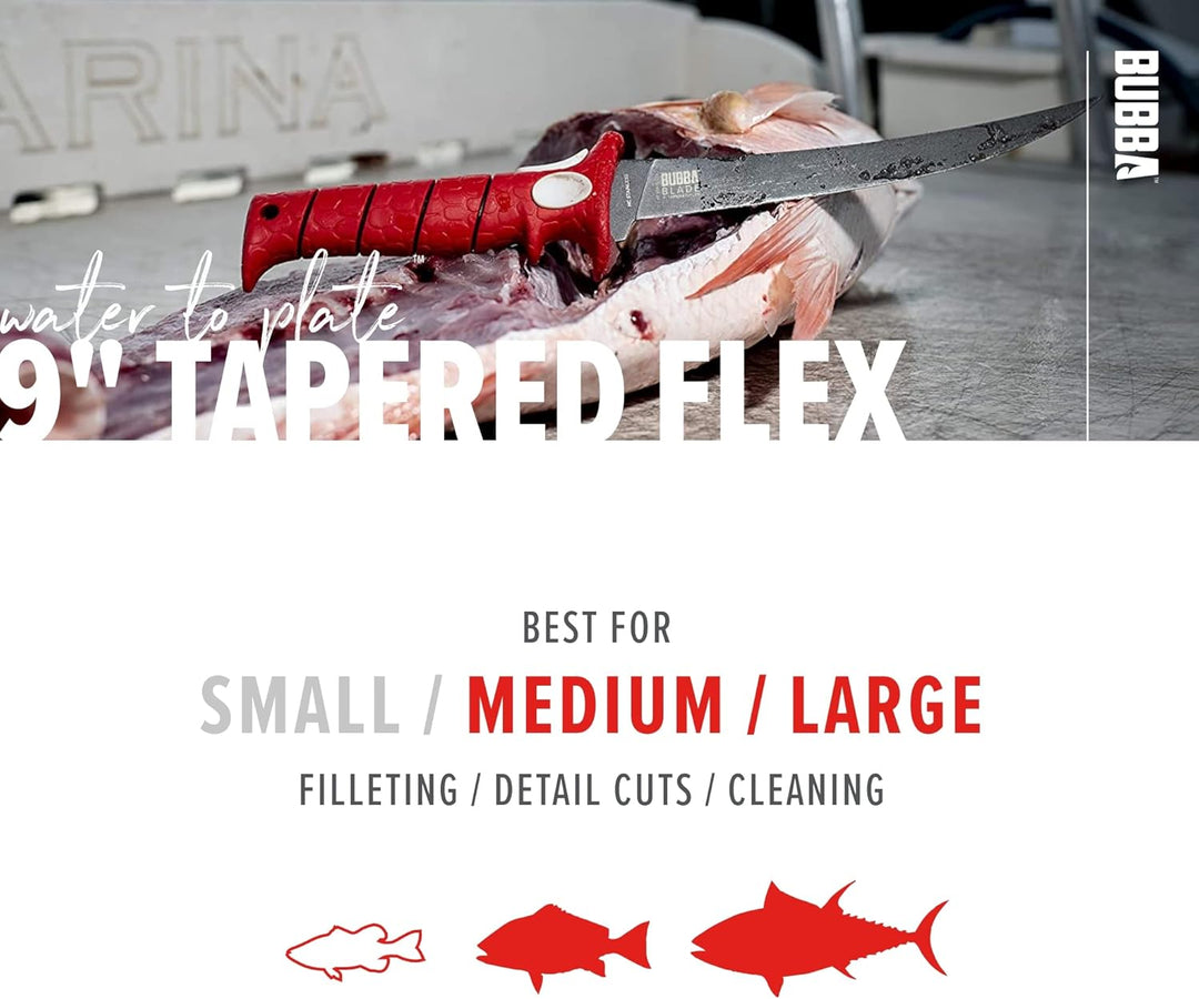 Bubba 9" Tapered Flex Fillet Knife | Precision Fishing Knife | Flexible Blade for Clean, Controlled Cuts