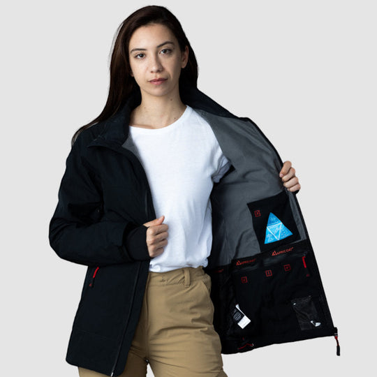 Adventure 2.0 Women’s Black Jacket | Eco-Friendly All-Weather Outerwear | Sustainable Outdoor Adventure Coat