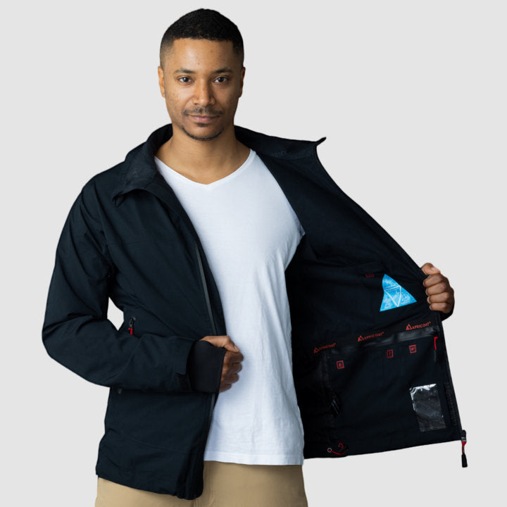 Adventure 2.0 Men’s Black Jacket | Eco-Friendly All-Weather Outerwear | Sustainable Outdoor Adventure Coat