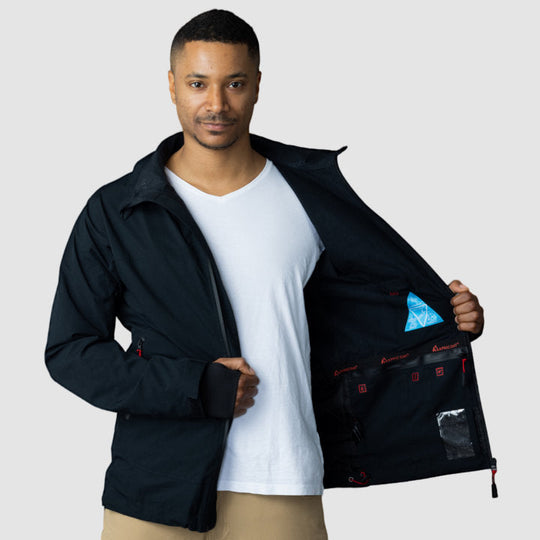 Adventure 2.0 Men’s Black Jacket | Eco-Friendly All-Weather Outerwear | Sustainable Outdoor Adventure Coat